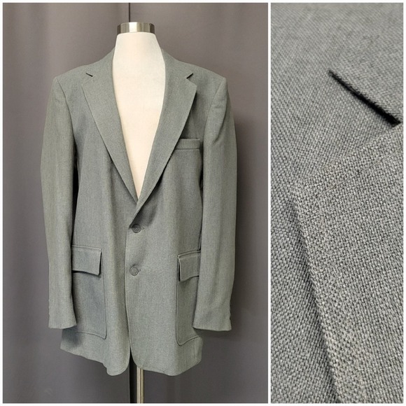 Vintage 80s Tailored Classics Levi Strauss Gray Textured 2-Button Blazer 42L